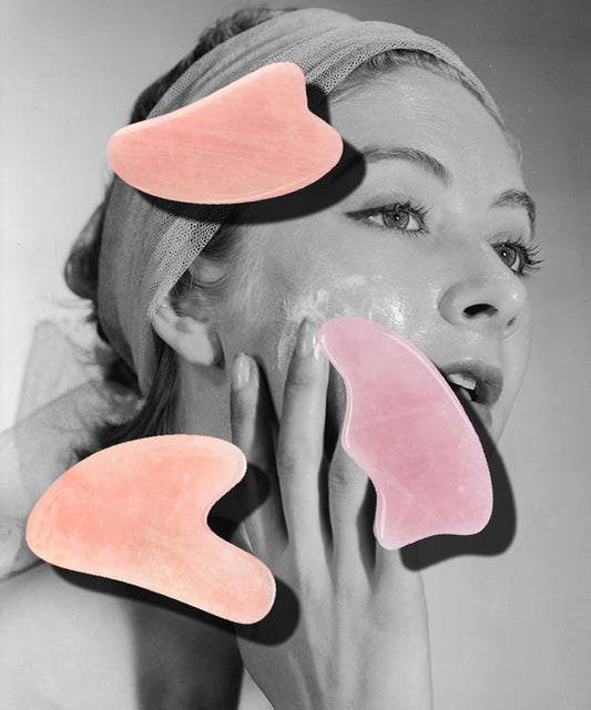 gua sha stenen roze collage